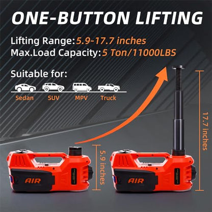 Electric Car Jack 5 Ton 12V Floor Jack (Red Jack+Portable Wrench)