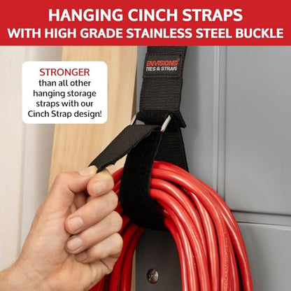 Heavy Duty Hanging Storage Cinch Straps with Metal Buckle (1.5" x 20")