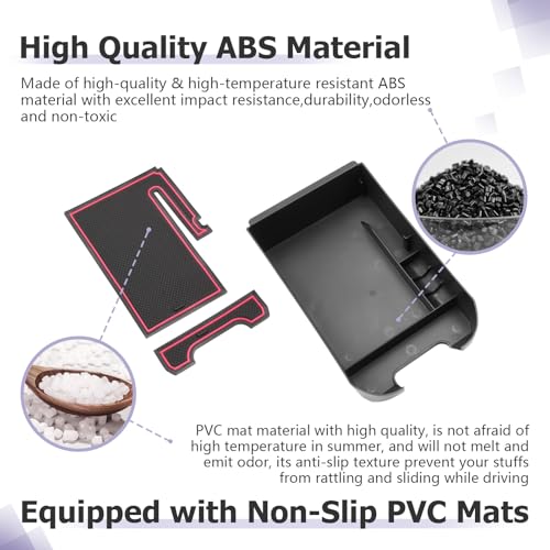 for 2025 Toyota RAV 4 Accessories Compatible with 2019 2020 2021 2022 2023 2024 2025 Toyota RAV 4 Center Console Organizer Armrest Console Secondary Storage Box Insert Tray ABS Material Red