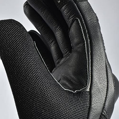 Leather Motorcycle Motorbike Knuckle Protection Powersports Gloves (Black / 3X-Large)