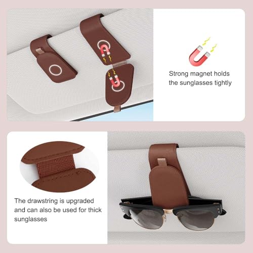 Magnetic Sunglass Holder for Car Visor (Brown)