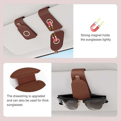 Magnetic Sunglass Holder for Car Visor (Brown)