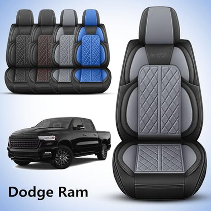 Car Seat Cover Custom Fit for Dodge Ram 1500 2500 3500 2002 (Black & Grey / Front Seat(Pair))