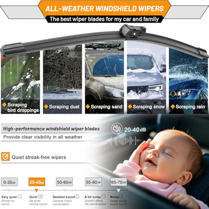Windshield Wiper Blade Replacement for Honda CRV CR (24"+19"+10B")