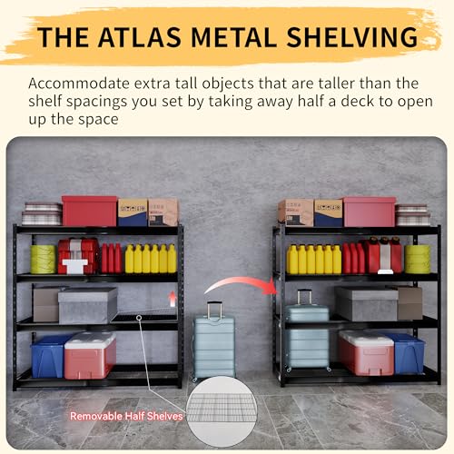 The Atlas 72" W Metal Garage Shelving Unit Load 12000 Lbs (Grey / 72”W x 24”D x 72”H, 12000lbs)