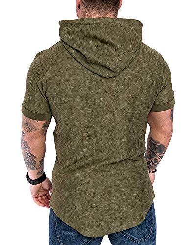 Mens Fashion Hoodies Sport Pullover Solid Color Shirt Workout Lightweight Tops Green X (X-Large / Green1)