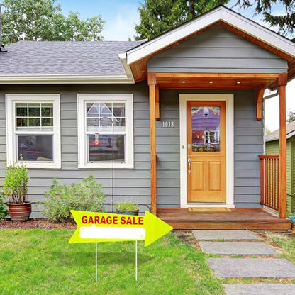 12 Pcs Garage Sale Signs with Stakes Double Sided (Yellow and Red)