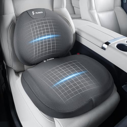 Seat Cushion and Lumbar Support Pillow for Office Chair Car (Gray / 2Pcs)