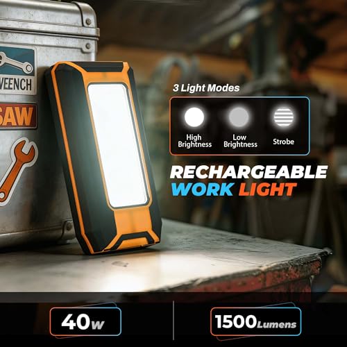 2 Pack LED Rechargeable Magnetic Work Light 1500 Lumens (Portable)