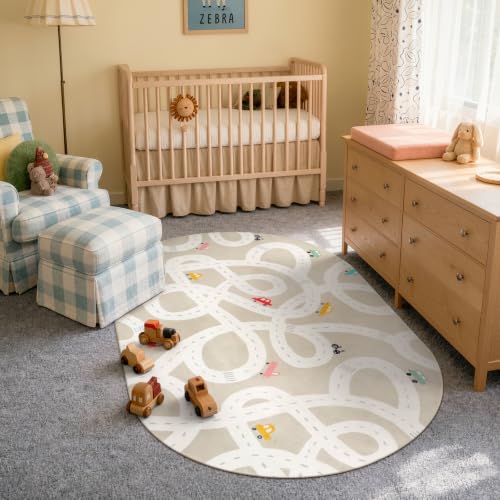 Kids Car Rug 3'x5' Washable Non (Tan / 3'x5')