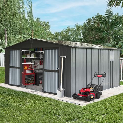 Domi Outdoor Storage Shed 11' x 12.5' (11' x 12.5' Gable Roof / Dark Gray)