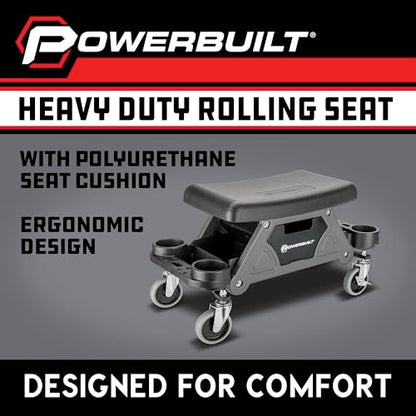 Heavy Duty Utility Rolling Seat Upgraded with Padding (Foam Cushion)