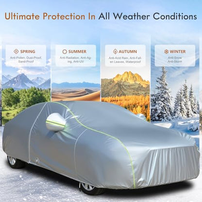 Car Cover for Automobiles Waterproof (Silver / 3XXL：for Sedan(Lenght 191"-200"))