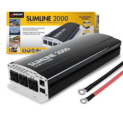 EL3724 2000W Slim Line AC to DC Power Inverter 2000W TrueRated Continuous 4500W Surge Power DC 12V to AC 110V Power Inverter with 3 AC Outlets and 2A USB Charging Port (2000W - 12V)