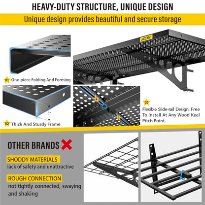 4 Pack 1.64x4ft Adjustable Garage Wall Shelving 1120lbs Load Capacity Heavy Duty Wall Mounted Storage Shelf Metal Floating Shelves for Garage (4pack-1.64x4ft / Black)