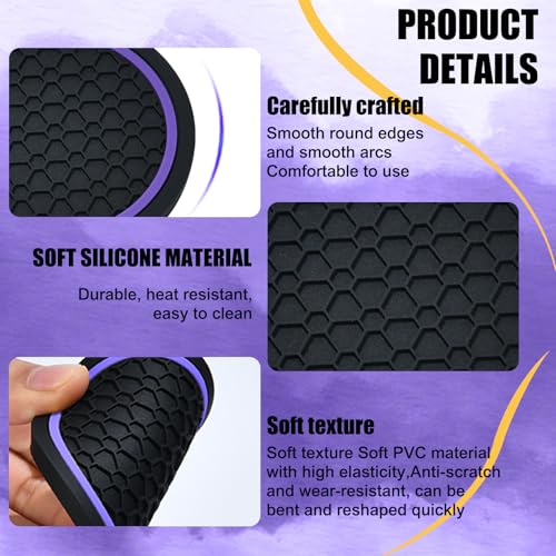 4PCS Car Cup Holder Coasters (Black/Purple)