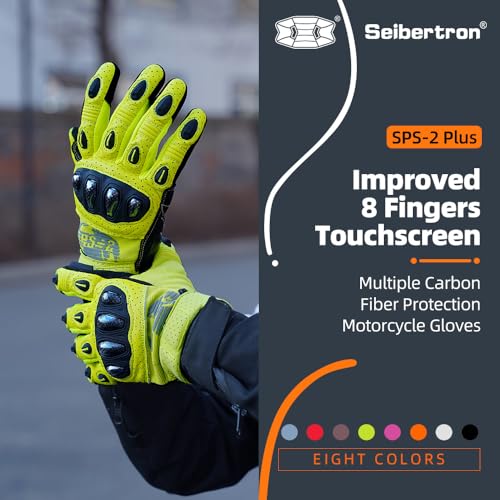 SPS 2 Plus Unisex Touchscreen Road Racing Motorcycle MTB Sports Gloves Also fit BMX MX ATV Mountain Bike Bicycle Cycling Off (Yellow Sps-2 Plus / L Adult)