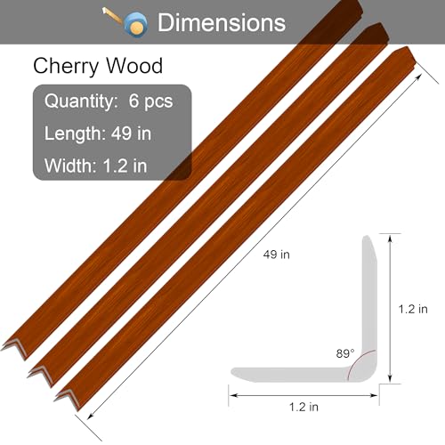 6 Pcs 49" Wall Corner Protector Trim (6pcs * Walnut)