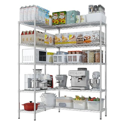 70" W Storage Shelves 1600LBS Heavy Duty Metal Shelving (Chrome / 69.8"W × 15.8"D × 71"H)