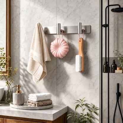 Wall Mounted Coat Rack ("T" Shape 3 Hooks - 1 Pack / Silver)