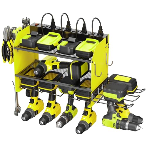 Modular Power Tool Organizer Wall Mount Charging Station (Green / 10FT Cord)