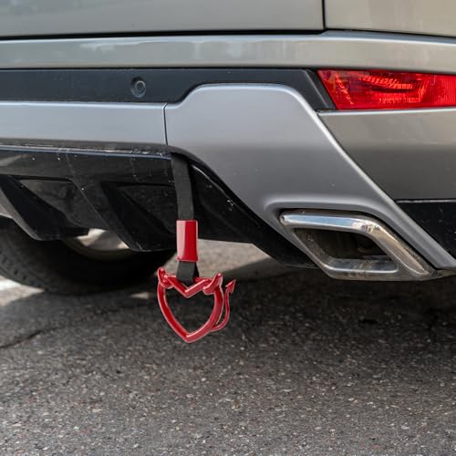 2 Pcs Devil Heart Shaped Car Handle Strap (Red-Tail)