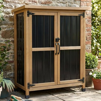Small Outdoor Storage Cabinet Waterproof (Brown / 32"x13"x39")