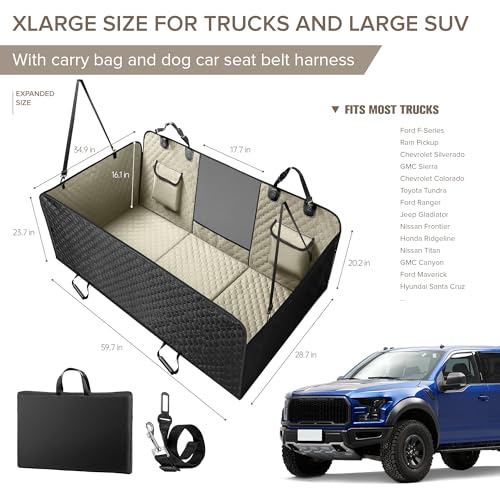 XL Truck Back Seat Extender for Dogs (Khaki for Truck / For Large Truck)