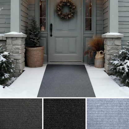 Ribbed Hallway Runner Rug (3'x48' / Charcoal)