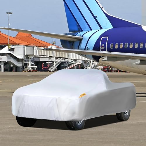 Waterproof Car Cover All Weather Snowproof UV Protection Windproof Outdoor Full Truck Cover (Xxl Fit Truck Length(242- 250 Inch) / All silvery)
