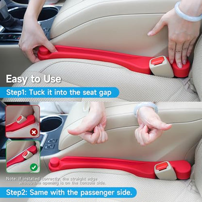 Car Seat Gap Filler Organizer 2Pack Soft Foam 3IN1 Multifunctional (Red / Most Cars – Standard)