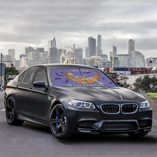 Funny Skeleton Skull Car Windshield Sunshade Umbrella Sun Visor (57X31 Inch / styled45f-8)