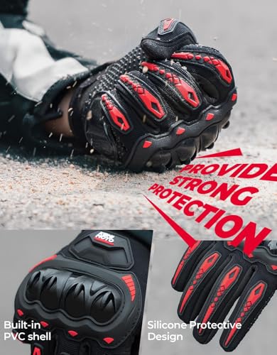 Motorcycle Gloves for Men (Red / X-Large)