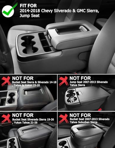 Center Console Cover for 2014 (Jump Seat, Silverado & Sierra 2014-2018 / Black Cushion)