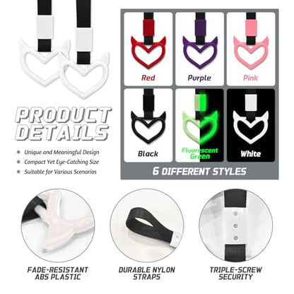2 Pcs Devil Heart Shaped Car Handle Strap (White)