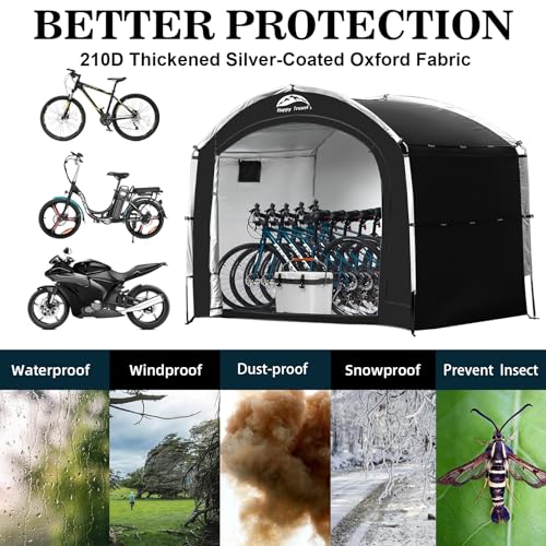Outdoor Waterproof Bike Storage Tent Shed for 2 (5x7.3x6.2ft)