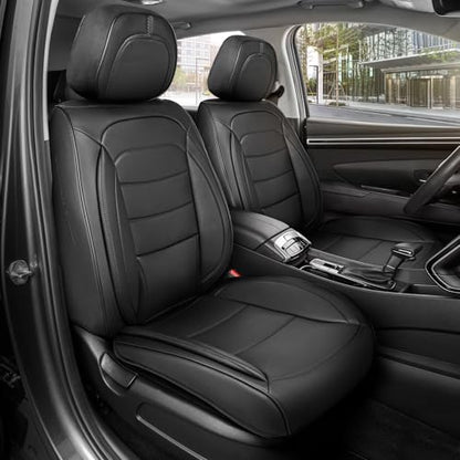 Elite Edition Faux Leather Seat Covers for Cars (Prestige Fronts-Black / Front Seats)
