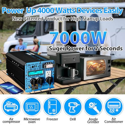 24V 4000W Pure Sine Wave Inverter 24V DC to 120V AC