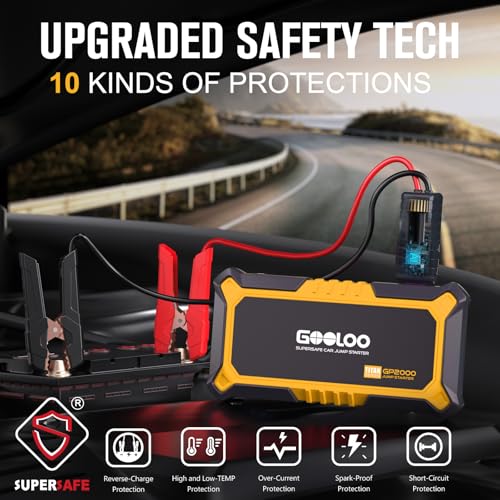 GP2000 2000A Portable Car Battery Jump Starter for 12V Vehicle (Yellow)