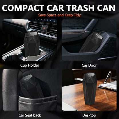 Car Trash Can with Lid (Black)