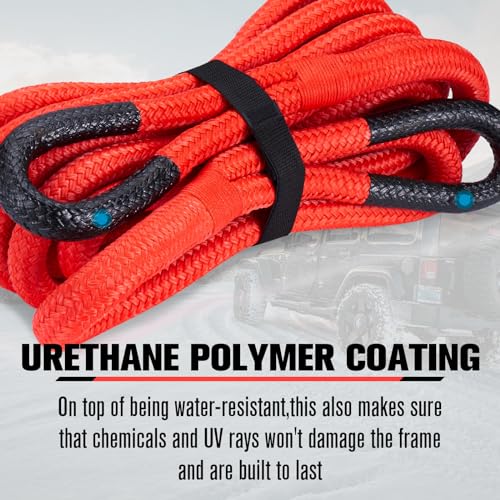 3 4” x 20FT Kinetic Recovery Rope Kit with 2 Soft Shackles (Red / 3/4” x 20FT)