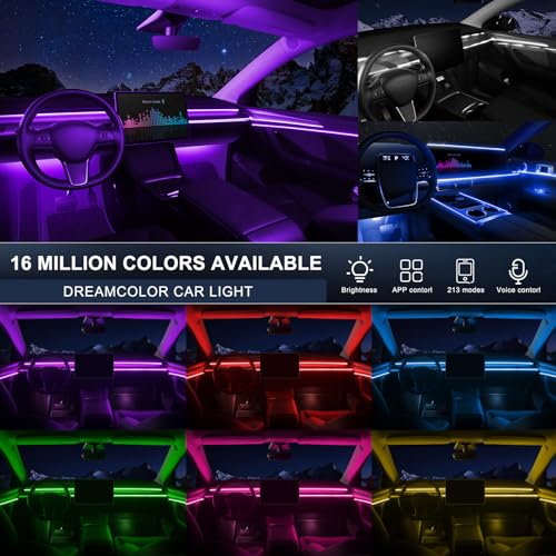 Acrylic Interior Car LED Strip Light with Wireless APP (RGB 10 lights)