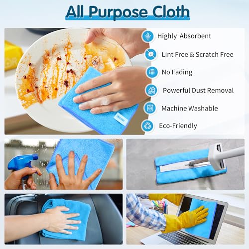 Blue Microfiber Cleaning Cloth (8pk / Blue)