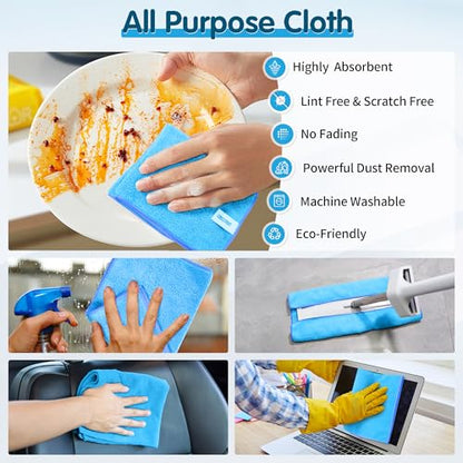 Blue Microfiber Cleaning Cloth (8pk / Blue)