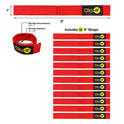 Quick Strap Cord Wraps (Red / 9" (12 Pack))