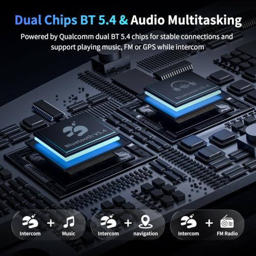 FX7 10 Rider Mesh Motorcycle Bluetooth Intercom with Music Share (FX7 Single Pack)