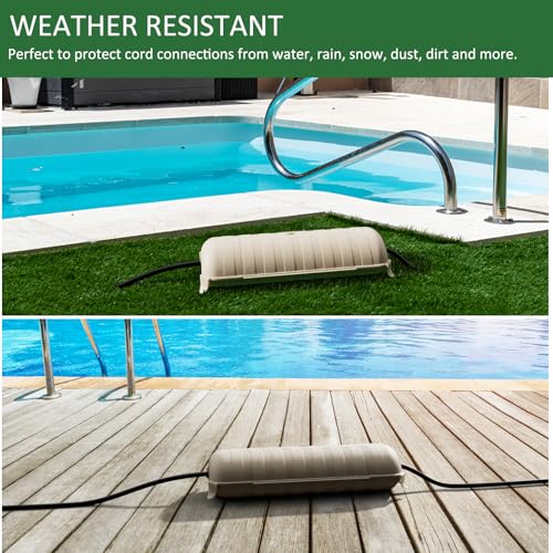 Outdoor Extension Cord Safety Cover (Almond / Medium Box: 9.5" L x 3" W x 2.9" H)