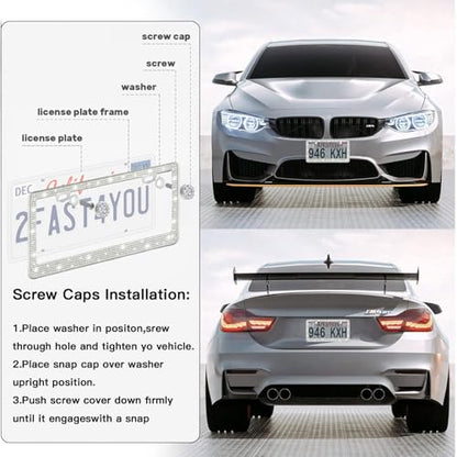 2 Pack License Plate Frames for Women (White (2PCS))