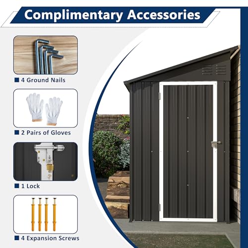 Shed Lean to Storage Shed (Black / 4 X 8FT)