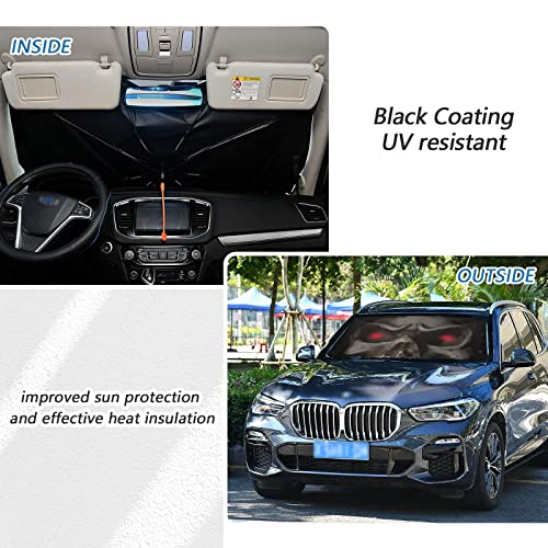 Skull Red Eyes Black Windshield Sun Shade Umbrella Foldable Car Front Window Sunshade Blocks UV Rays Heat Keep Vehicle Cool (multi 8)